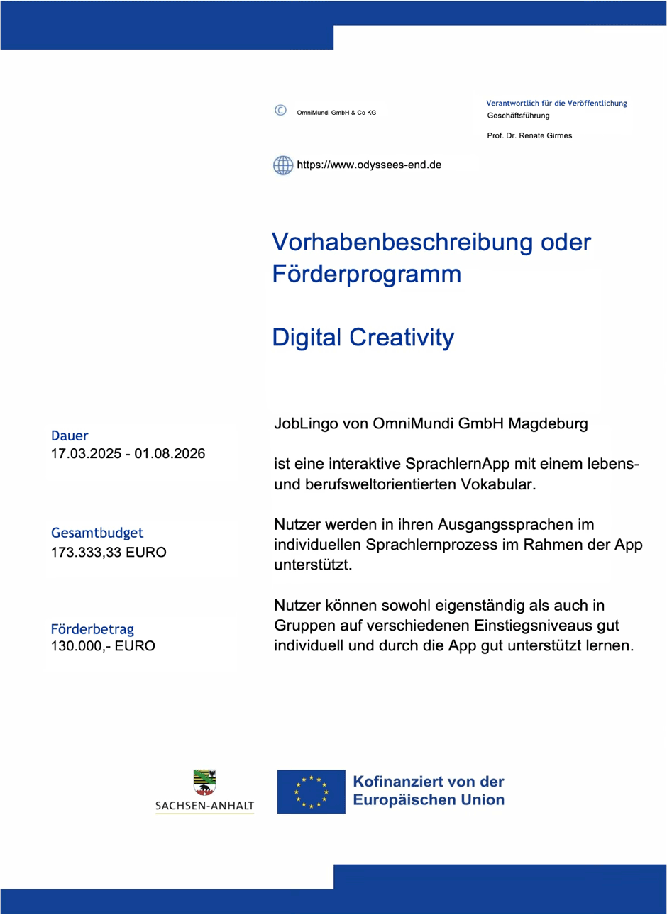JobLingo - Vorhabenbeschreibung Digital Creativity